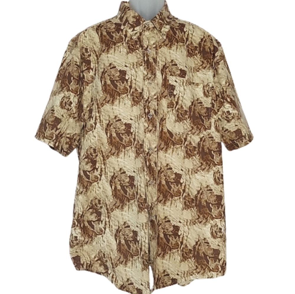 Wrangler Camo Dog Button Down Short Sleeve Shirt